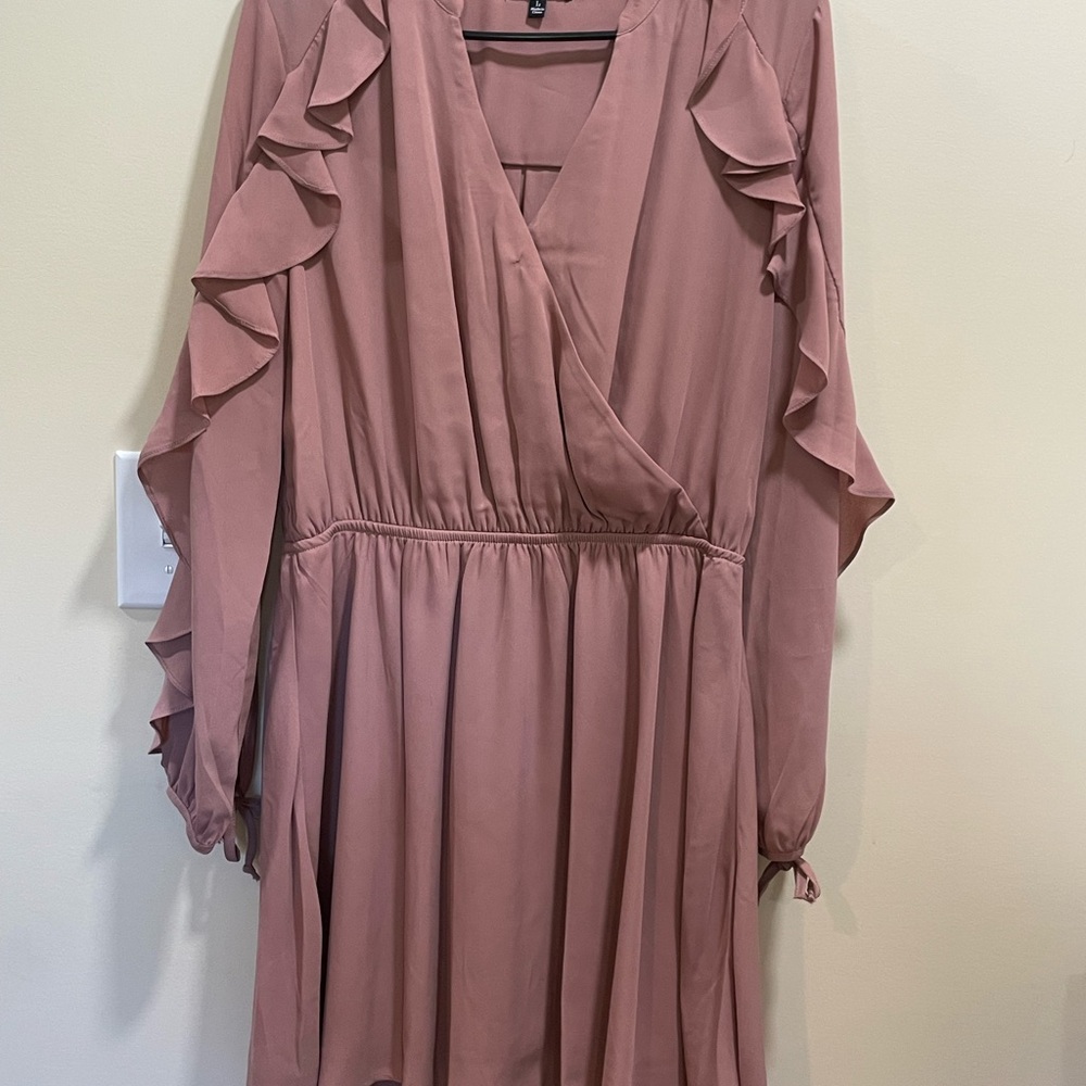 My Michelle Mauve Long Sleeve Dress with Ruffles
